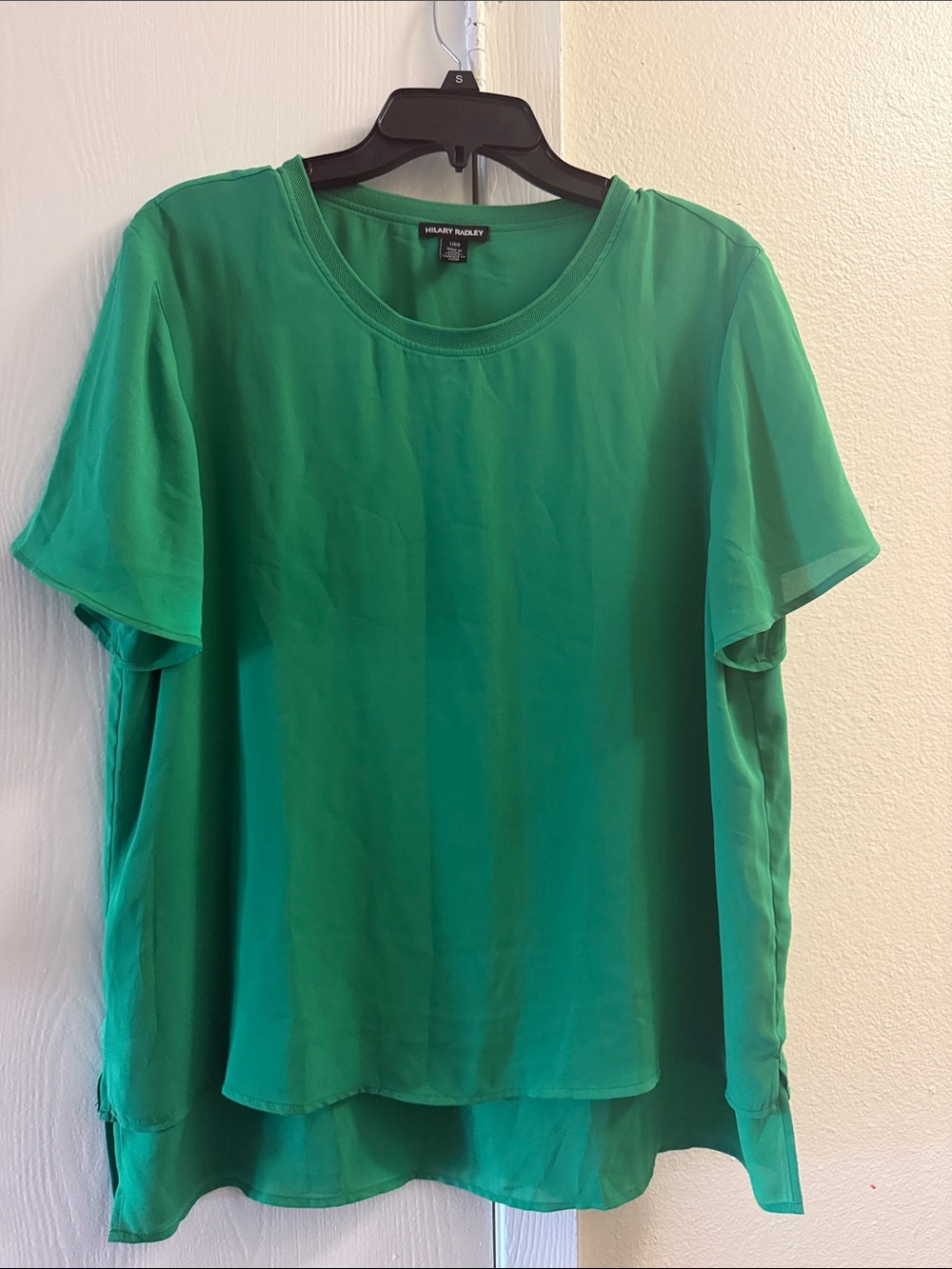 Hilary Radley Emerald Green Double-Layer Chiffon Top